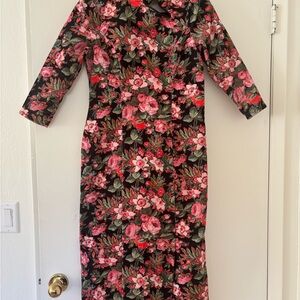 Elegant floral corduroy dress